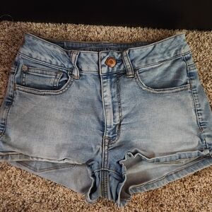 American Eagle Blue Jean Shorts Super Super Stretch Hi-Rise Shortie Size 6